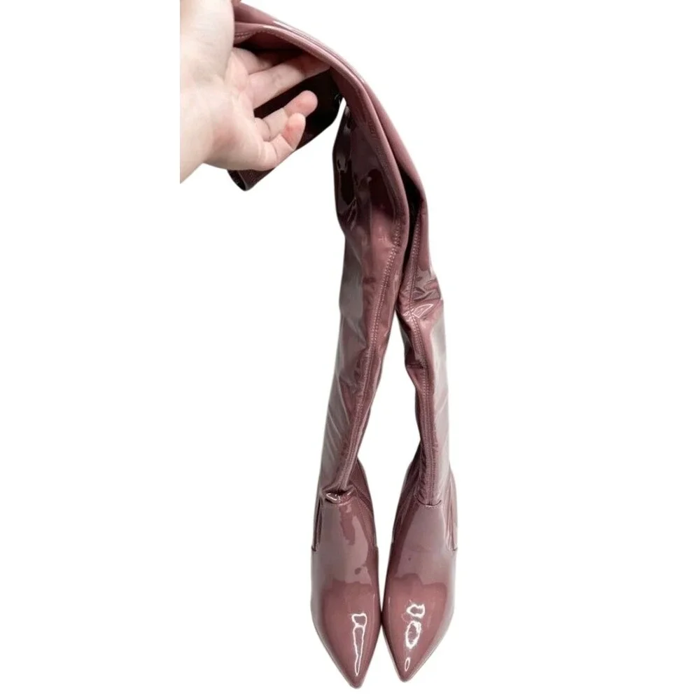 Steve Madden Viktory Mauve Pink Patent Over The Knee Stiletto Boots Size 9.5M